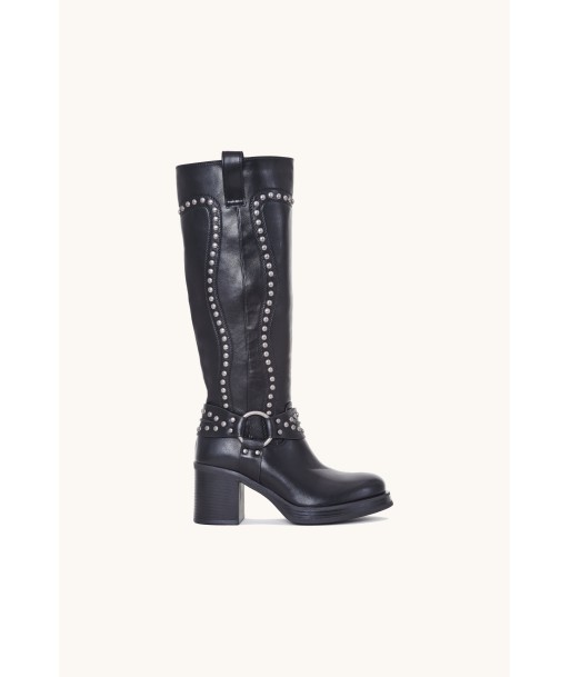 Black Lena boots brillant des détails fins